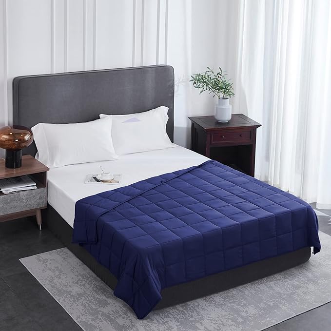 L'AGRATY Weighted Blanket - 60"x80" 15lbs Cooling Breathable Heavy Blanket Microfiber Material with Glass Beads for Adult All-Season Summer Fall Winter Soft Thick Comfort-StrideForce Fitness