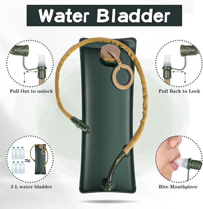 4 Pack Tactical Hydration Backpack with 3L Water Bladder Military Daypack Water Backpack Lightweight Hydration Back Pack for Running Cycling Climbing Hiking for Men Women-StrideForce Fitness