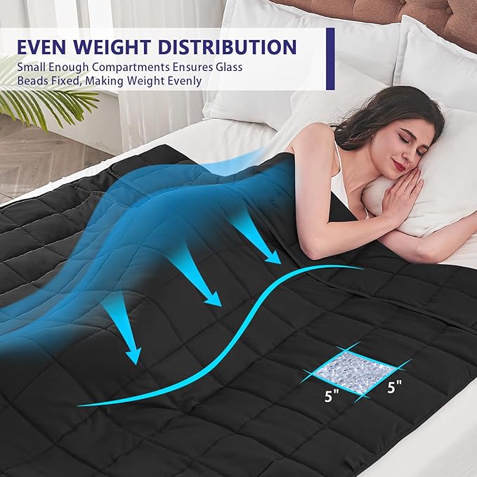 King Size Weighted Blanket for Adults (20 lbs, 80” x 87”, Black) Cooling Heavy Blanket for Sleeping Perfect for 190-210 lbs, Breathable Blanket for Adults & Couple All Season, Machine Washable-StrideForce Fitness