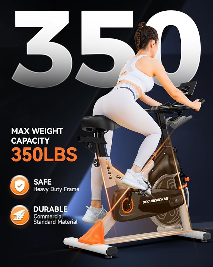 pooboo Exercise Bike, Adjustable Magnetic/Brake Pad Resistance Silent Belt Drive, Indoor Cycling Bike for Home Cardio, Fitness Stationary Bike with 350lbs/300lbs Weight Capacity &Upgraded Version Seat-StrideForce Fitness