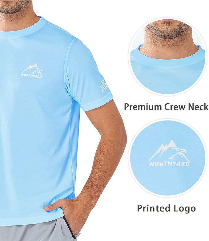 NORTHYARD Men's UPF 50+ Sun Protection Shirts Swim SPF UV Quick Dry Short Sleeve T-Shirts for Athletic Fishing Rash Guard-StrideForce Fitness