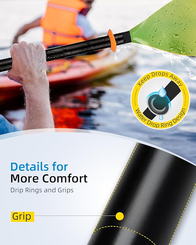 OCEANBROAD Kayak Paddle 86in/218cm, 90.5in/230cm Alloy Shaft 2-Piece Floatable Kayak Oar for Kayaking Canoeing Boating-StrideForce Fitness