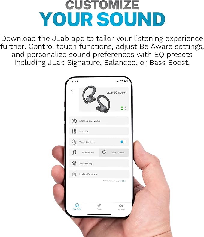 JLab Go Air Sport+ Wireless Workout Earbuds Featuring C3 Clear Calling, Secure Earhook Sport Design, 35+ Hour Bluetooth Playtime, and 3 EQ Sound Settings (Coral)-StrideForce Fitness