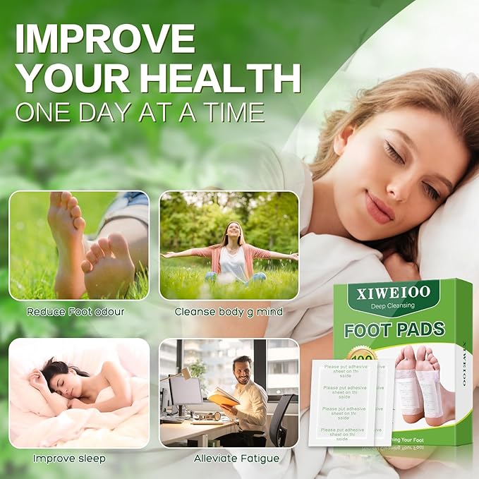 XIWEIOO100 Pack Foot Pads Paches,feet Deep Cleansing Bamboo Foot Paches, Ginger Foot Pads Foot Care Pads |Natural Bamboo Charcoal Ginger Oil Care Patch-StrideForce Fitness