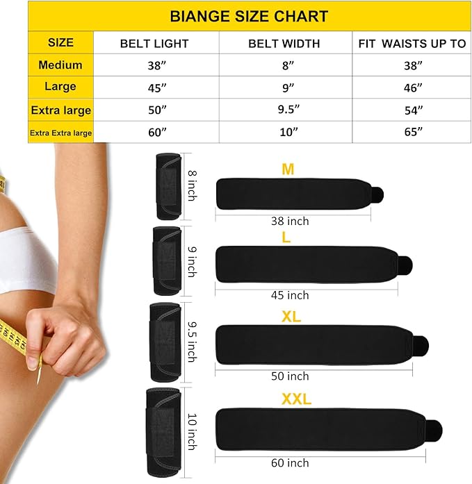 Biange Waist Trainer for Women Men Sweat Belt Waist Trimmer Belly Band Stomach Wraps-StrideForce Fitness