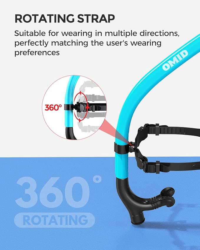 OMID SN1 Snorkel for Adult Youth, Diving Snorkel with One-Way Purge Valve, Food-Grade Silicone Mouthpiece-StrideForce Fitness