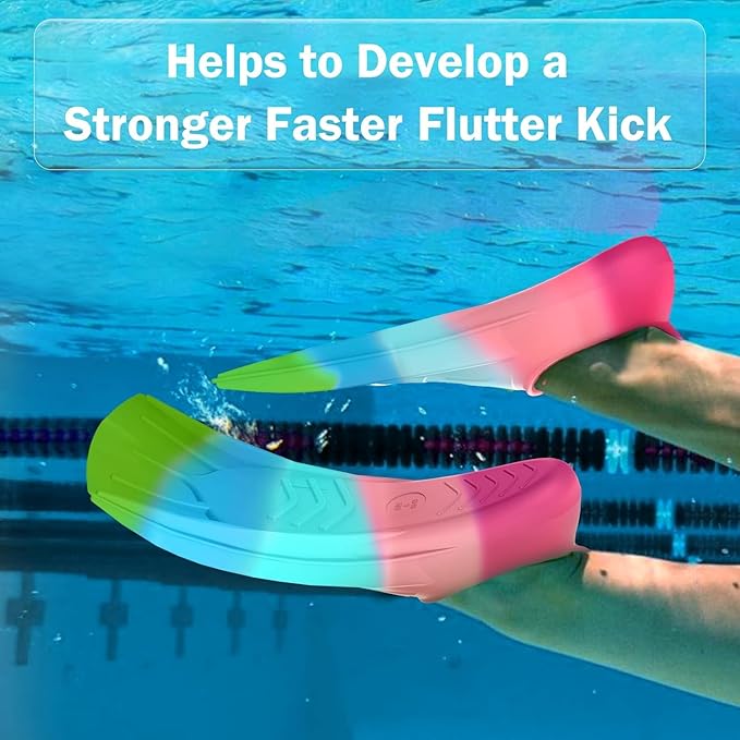 Gintenco Swim Fins, Kids Swim Training Fins for Lap Swimming, Travel Size Flippers with Mesh Bag, Silicone Swimming Fins for Kids Teens Adults Women Men-StrideForce Fitness