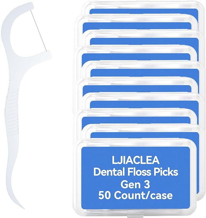 Dental Floss Picks with Built-in Toothpicks 500 Count White Non-Breakable Flossers Bulk 10 Travel Cases Family Pack Toothsticks for Deep Cleaning Plaque Removal and Gingiva Protection