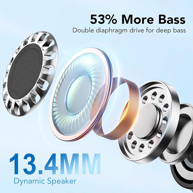 Wireless Earbuds, 2025 New Bluetooth 5.4 Headphones HiFi Stereo with 4 ENC Mic, 40H Mini Ear Buds In-Ear Noise Cancelling Earbuds with LED Screen, Ultra Light USB-C Bluetooth Earphones for Android iOS-StrideForce Fitness