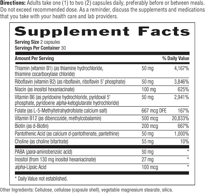 Country Life Coenzyme B-Complex, 60 Capsules – Supports Energy & Metabolism, Mood & Cognitive Function – Vegan, Gluten-Free, Bioavailable B Vitamins with Choline-StrideForce Fitness