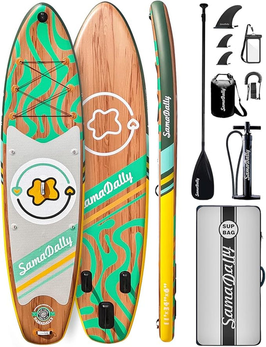 11'Stand Up Paddle Boards Surf Control with Premium SUP Board Accessories Backpack & Removable Fins, 34" Wide Inflatable Paddle Boards of All Skill Levels-StrideForce Fitness
