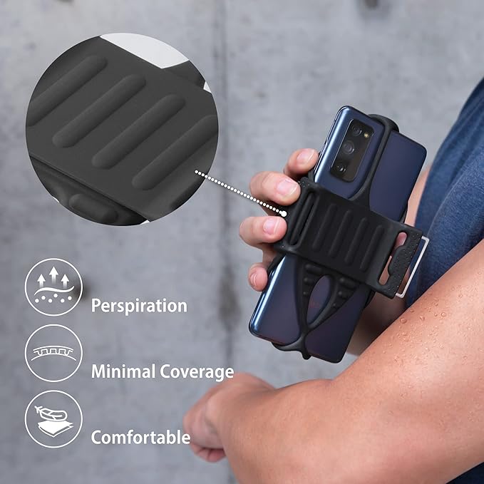 Bone Cell Phone Armbands+Sport Pocket, Run Tie 2+Pocket, L Arm Size, Fits Phone Size 4.7-7.2 Inches for iPhone 13 12 11 Pro Max XS XR X Samsung Galaxy-StrideForce Fitness