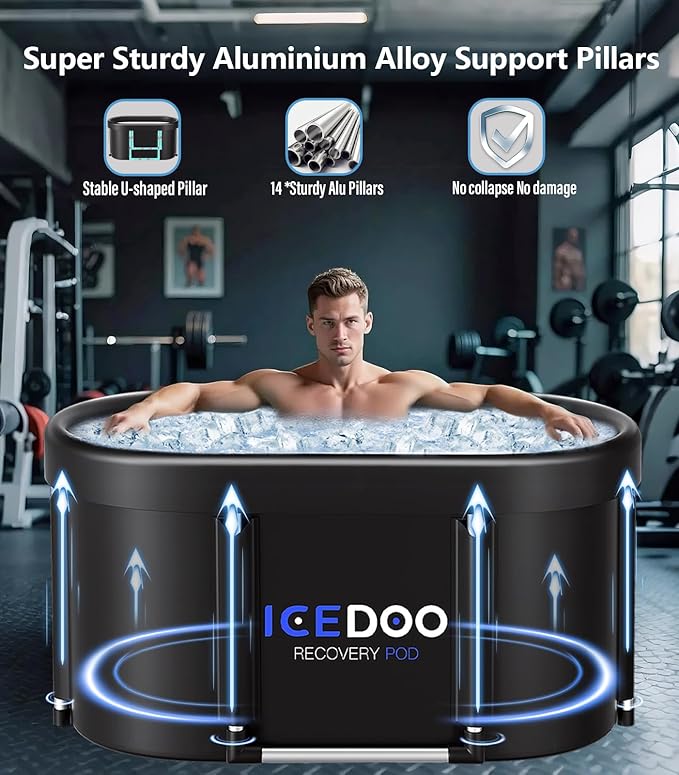 Upgrade XL 139 Gal Large Oval Ice Bath Tub for Athletes,Multiple Layered Portable Outdoor Cold Plunge Tub for Recovery,Cold Plunge for Family - Foldable Bathtubs for Gyms,Indoor,Outdoor use.-StrideForce Fitness