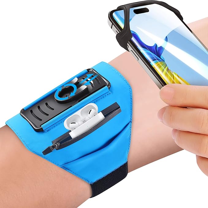 Detachable & 360° Rotatable Armband - Reflective Strap with Zipper Pocket Holder Bag - Compatible with iPhone 16 15 14 Pro Max Plus Samsung Galaxy Note for Running Workout Exercise Walking & Sports-StrideForce Fitness