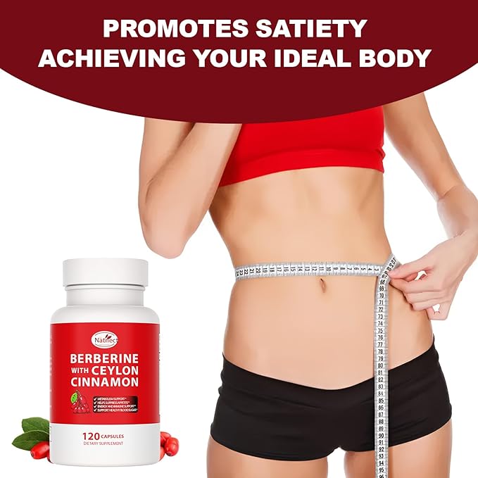 Berberine Supplement with Ceylon Cinnamon, Licorice Extract, Berberine 6X for Healthy Weight Management, Metabolism and Immune Support (120 Capsules)-StrideForce Fitness