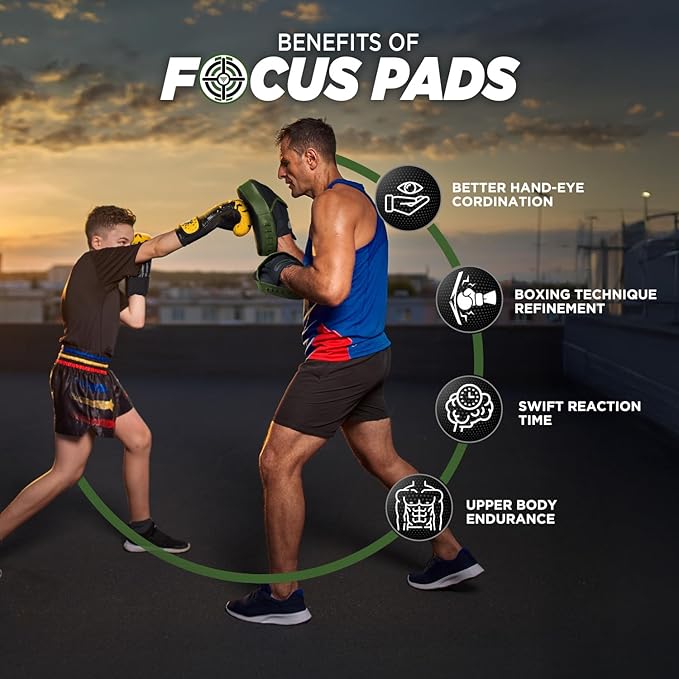 WYOX Curved Boxing Punch Mitts – Boxing Pads Training Set, Punching Mitts for Adults, Kickboxing Pads, Muay Thai Pads, Karate Pads, MMA Training Equipment, Martial Arts Focus Pads-StrideForce Fitness