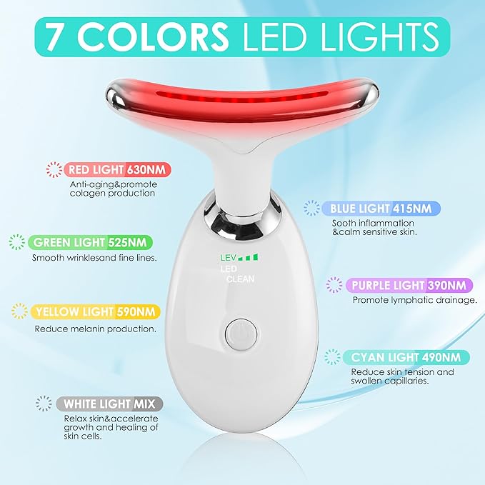 Facial Massager Red-Light-Therapy-for-Face and Neck, Face 𝖲 culpting Wand with 7 Color (Light White)-StrideForce Fitness