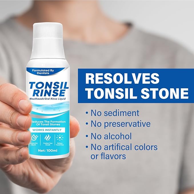 Tonsil Stone Remover, Natural Ingredients Mouthwash or Oral Rinse Liquid to Help Soothe Tonsils, Effectively Soothe Dry Mouth & Freshens Breath Tonsil Stone Mouthwash-Mint