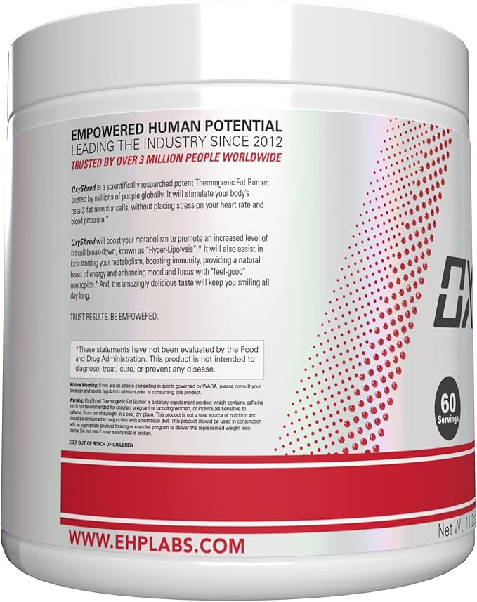 EHP Labs OxyShred Pre Workout Powder - Preworkout Powder with L Glutamine & Acetyl L Carnitine, Energy Boost Drink - Raspberry Refresh, 60 Servings-StrideForce Fitness