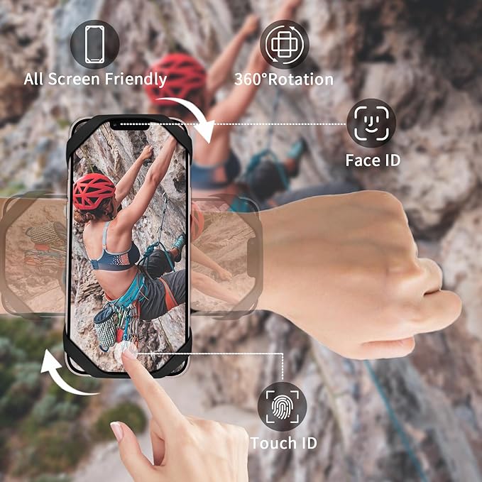 3in1 Running Sports Armband+Wristband+Bicycle Phone Holder,360° Rotation & Detachable Compatible with 4.5-7" Cellphone for iPhone 16/15/Pro/ProMax/14/13/mini/Pro Max/XS/XR-StrideForce Fitness