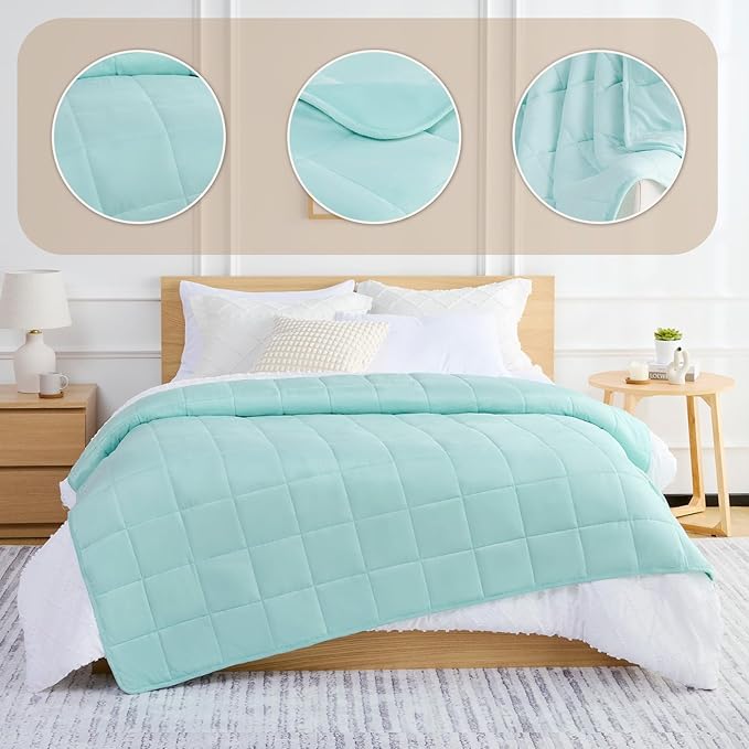 L'AGRATY Weighted Blanket - 60"x80" 15lbs Soft Breathable Heavy Blanket Minky Material with Glass Beads for Adult All-Season Summer Fall Winter Soft Thick Comfort-StrideForce Fitness