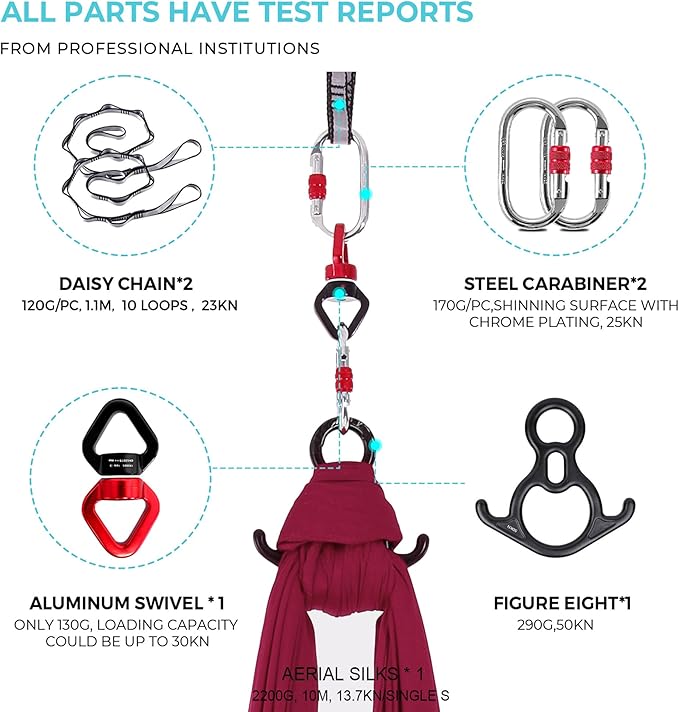 Aerial Silks 11 Yards Aerial Silks For Home Aerial Yoga Swing Aerial Yoga Hammock Swing Aerial Silk For Gymnastics-StrideForce Fitness