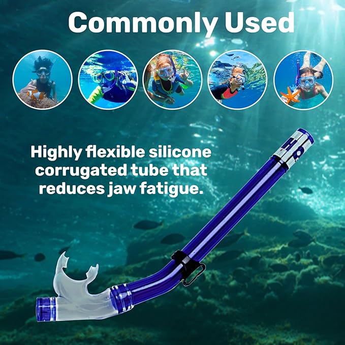 H2Odyssey SP-3 Neptune Childrens Snorkel - Kids Dry Snorkel with Silicone Mouthpiece-StrideForce Fitness