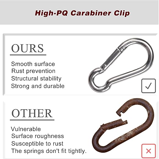 200PCS M6 Spring Snap Hook Carabiner, Heavy Duty Galvanized Steel Carabiner Clip, 260LBS Holding Capacity Spring Clips for Hammock Swing Outdoor Travel-StrideForce Fitness