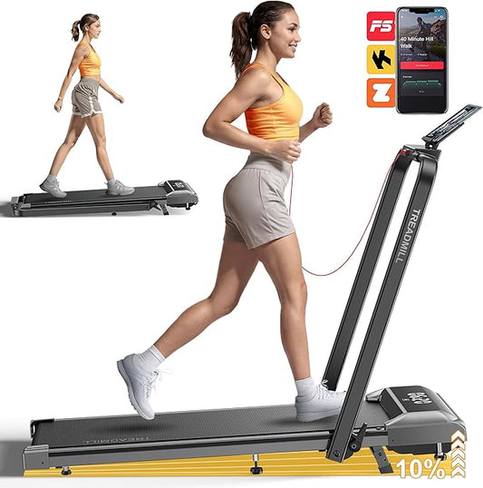 Walking Pad Treadmill with Incline, 2 in 1 Foldable Treadmills for Home Small Office, 300lbs Portable Compact Under Desk Treadmill with App, Remote Control and LED Display-StrideForce Fitness