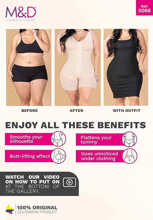 Fajas MyD 0068 Full Body Shaper Mid Thigh Bodysuit | Fajas for Women Colombianas-StrideForce Fitness