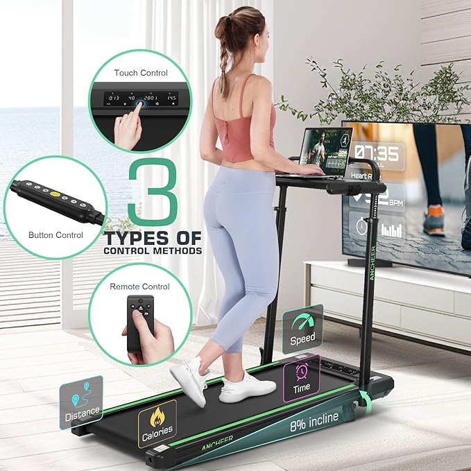 Walking Pad Treadmill with Desk Workstation,3.0 HP Foldable Treadmills with 12% Incline & Handle Bar,300lbs Capacity,2s Folding,Ultra-Quiet,Small/Compact Under Desk Treadmills for Home Ofiice-StrideForce Fitness