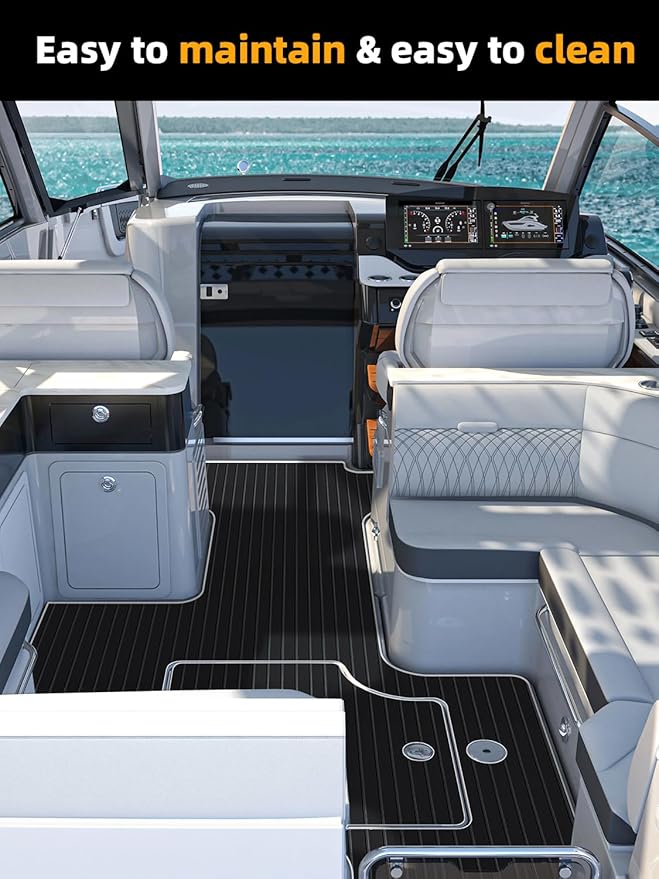 FOCEAN Boat Flooring EVA Foam Boat Decking Faux Teak Marine Flooring Boat Mat Boat Carpet Sheet for Motorboat RV Yacht Kayak Surfboard, 94.5"x 47.2"/35.4"/23.6"/15.7"-StrideForce Fitness