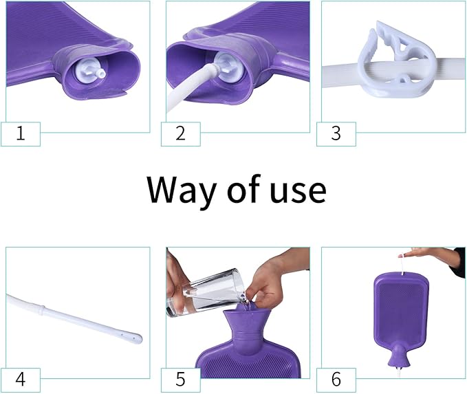 Abyclean Enema Bag Kit Rubber Anal Douche Vaginal Douche Enema Cleaner for Women’s or Man’s Health (Purple, 2L)-StrideForce Fitness