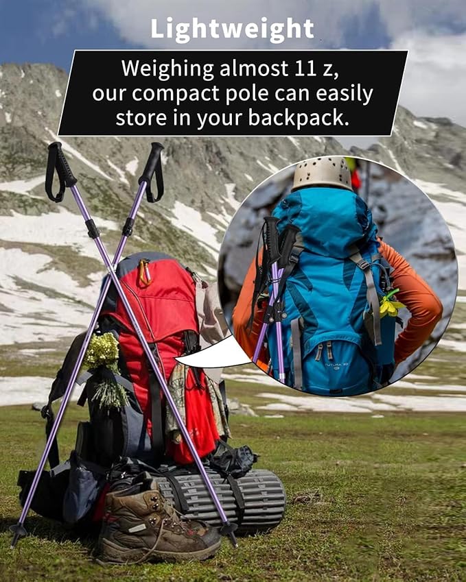 AISUNOURDOOR Lightweight Adjustable Trekking Poles, Aluminum Collapsible Travel Hiking or Walking Sticks for Women Children, with One Disposable Raincoat-StrideForce Fitness