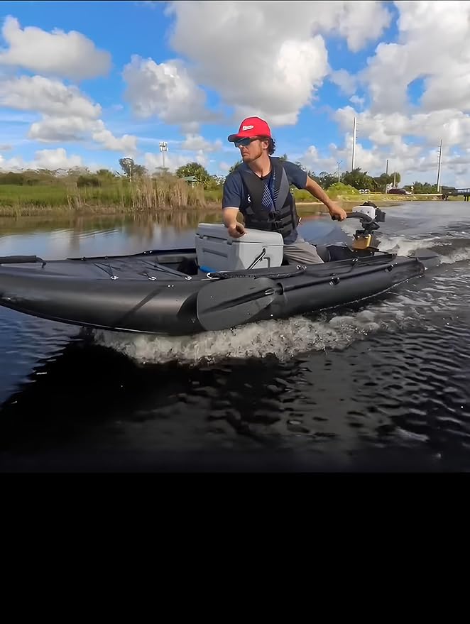 2 Person Inflatable Durable Fishing Kayak Armoured PVC Watercraft with Motor Mount Stern - 130'' x 43'' x 11.8-StrideForce Fitness