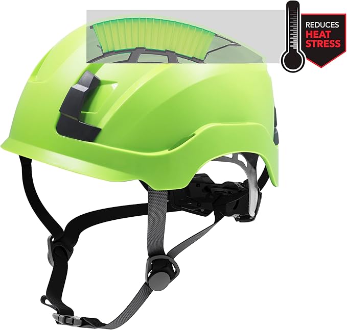 GE Safety Helmet, Impact Absorbing Tech, Adjustable Ratchet, ANSI Type 1, Memory Foam Padding, Hard Hats Protection, Lightweight, Durable, Chin Strap, Comfortable Fit OSHA Approved-StrideForce Fitness