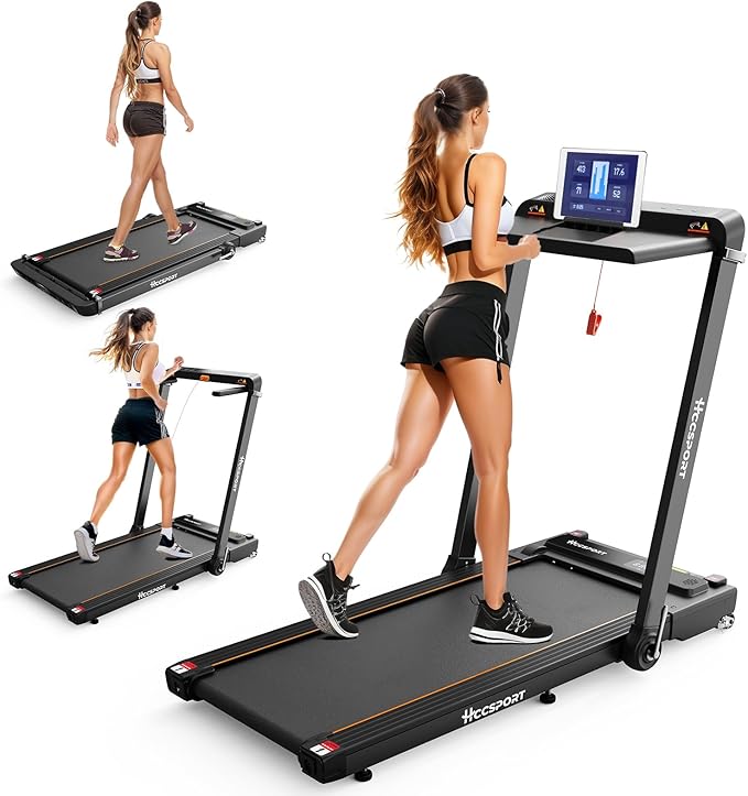 Treadmill with Incline, 3 in 1 Under Desk Treadmill Walking Pad with Removable Desk Workstation 3.5HP Foldable Compact Walking Treadmills for Home Small Office with Wristband Remote Control-StrideForce Fitness