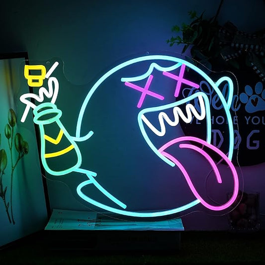 Ghost Neon Sign for Wall Decor Ghost Face Neon Light Gaming Led Neon Signs Colorful LED Neon Lights for Gaming Zone Man Cave Bedroom Decoration-StrideForce Fitness