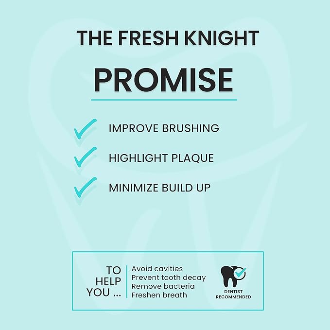 Plaque Disclosing Tablets for Teeth, 96 Count, Dental Disclosing Tablets for Kids or Adults, Shows Plaque, Helps Teach Kids Teeth-Brushing Habits for Clean Smile, by Fresh Knight, (Pack of 1)