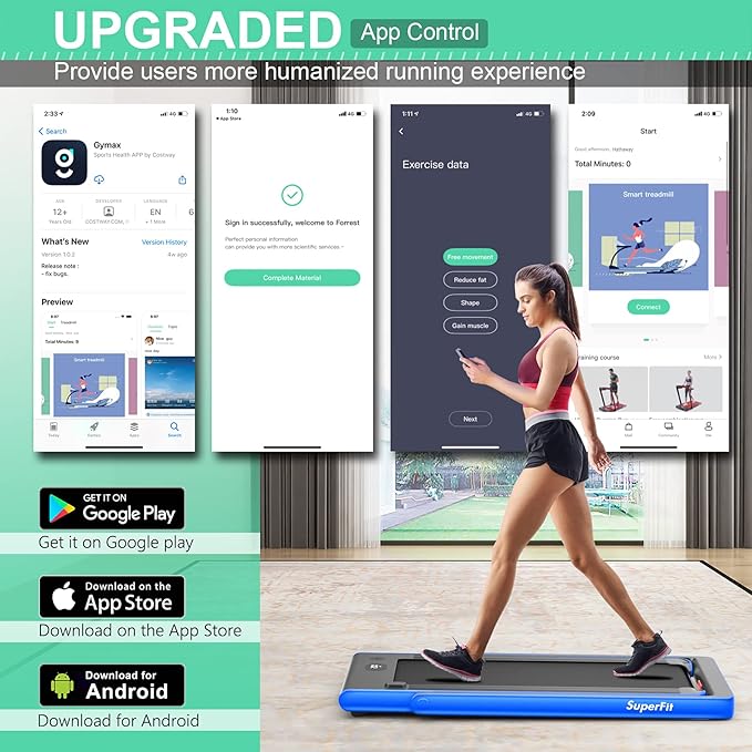 GYMAX Walking Pad, 2.25HP Dual Display Foldable Treadmill for Home with Remote/Smart App Control, Portable Compact Treadmill for Office Under Desk, Folding Running Machine for Small Spaces-StrideForce Fitness