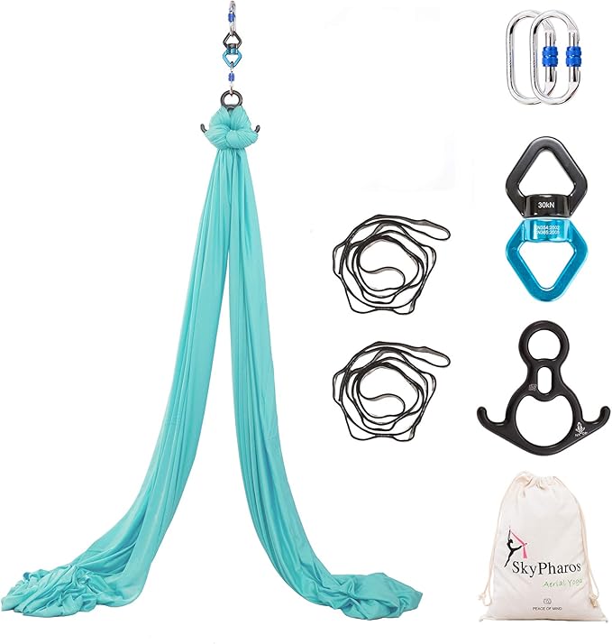 Aerial Silks Yoga Swing Set - 9/11 Yards Aerial Yoga Hammock Kit Anti-Gravity Flying for Fitness, Low/Non Stretch Nylon Tricot Fabric Hardware Included for Dance-StrideForce Fitness