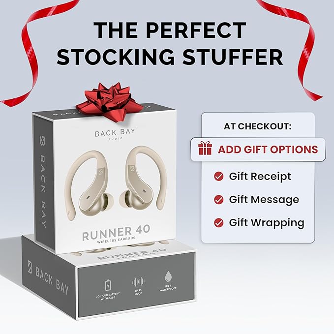 Back Bay Audio - Runner's Wireless Earbuds Bluetooth Headphones for Sports, Hook Over The Ear Buds, Deep Bass, Wrap Around Earphones with Earhooks for Running, Workout Wireless Headphones for The Gym-StrideForce Fitness