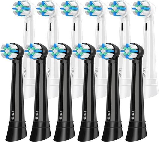 12 Pack IO Replacement Heads Compatible with Oral b IO 2/3/4/5/6/7/8/9/10 Series Electric Toothbrush, Brush Heads Refills Compatible with Oral B IO for Teeth Clean (Black/White)