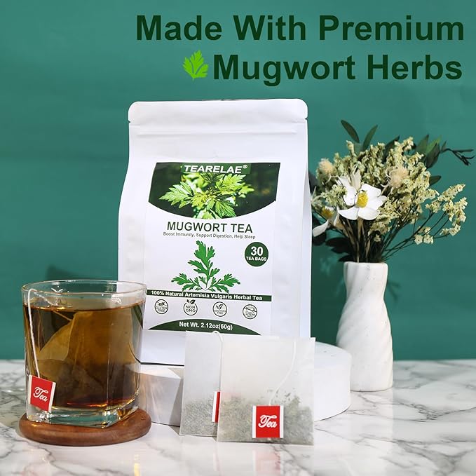 TEARELAE - Mugwort Tea - 2g x 30 Count - 100% Pure Natural Dried Herbs - Premium Mugwort Herb Dried - Non-GMO - Sulfur-free-StrideForce Fitness