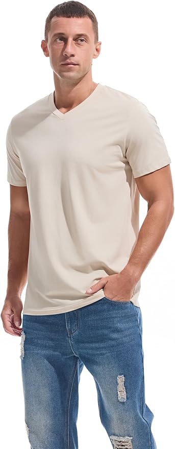 VEIISAR Premium V Neck T Shirts for Men - Modern Fitted Tees Vneck Undershirts-StrideForce Fitness
