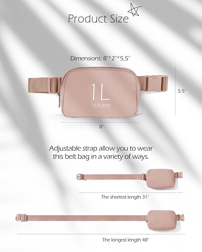 ODODOS Unisex Mini Belt Bag with Adjustable Strap Small Fanny Pack for Workout Running Traveling Hiking, Adobe Rose-StrideForce Fitness