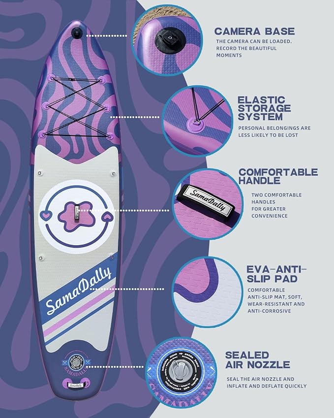 11'Stand Up Paddle Boards Surf Control with Premium SUP Board Accessories Backpack & Removable Fins, 34" Wide Inflatable Paddle Boards of All Skill Levels-StrideForce Fitness