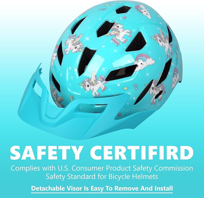 Kids Bike Helmet,Bavilk Kids Boys Girls Bike Helmets with LED Light Detachable Visor Children Youth Teen Multi-Sport for Skating Cycling Scooter Skateboard Adjustable & Lightweight 19.7"-22.4"-StrideForce Fitness