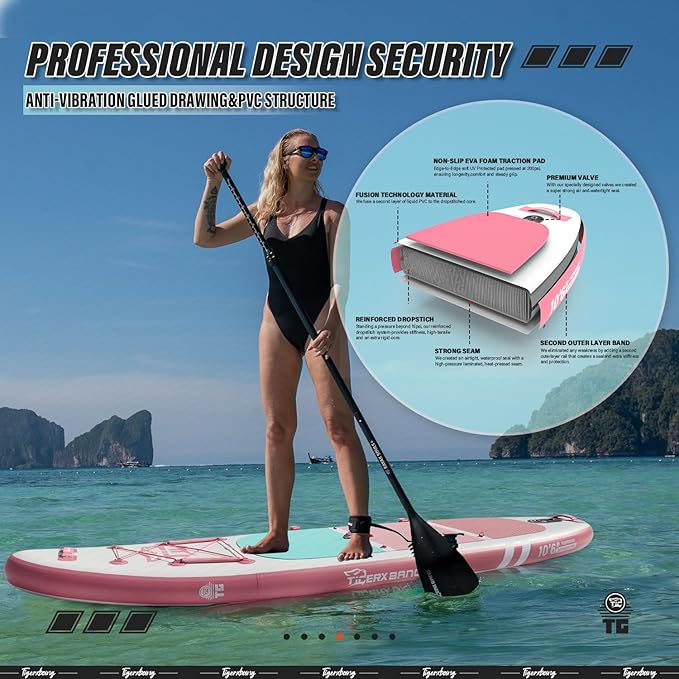 Inflatable Paddle Board with Premium SUP Board Accessories, Allround Paddle Boards for Adults/Kids,Stand Up Paddle Board Defender Collection-StrideForce Fitness