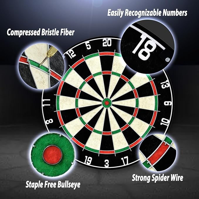 EVA Dartboard Surround Wall Protector, Sisal/Bristle Dartboard and 18g Steel Tip Darts Set Optional-StrideForce Fitness